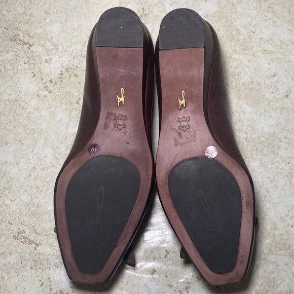 Brown Leather  Womens Flats Gold Rosette Bow Accents Casual Comfort Versatile - Picture 6 of 10